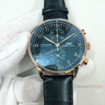 Copy IWC Portuguese Chronograph Rose Gold Black Leather Strap Watch_th.jpg